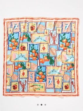 Anthropologie Bright Icon Fruit Lobster 28” Neck Bag Hair Scarf NWT
